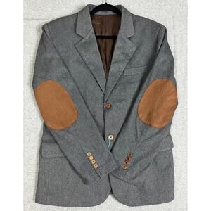 Unbranded Blazer Elbow Patches Mens 40R Small Grey Two Button‎ Sport Coat